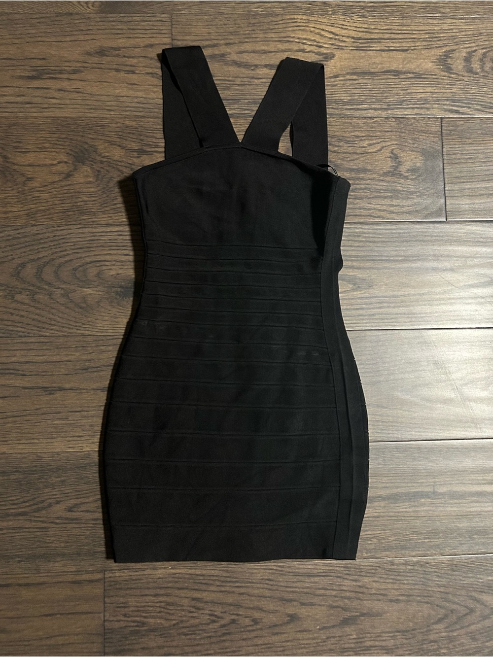 Marciano Black Mini Bodycon Dress with Wide Straps